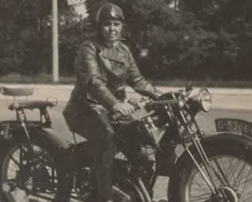 Bet van Beeren on her motorcycle